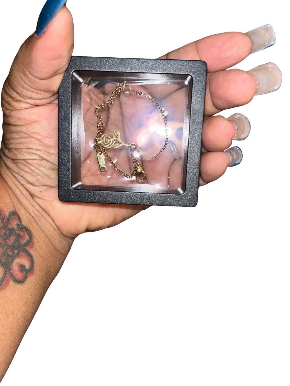 Gold Tone Rose Charm Bracelet